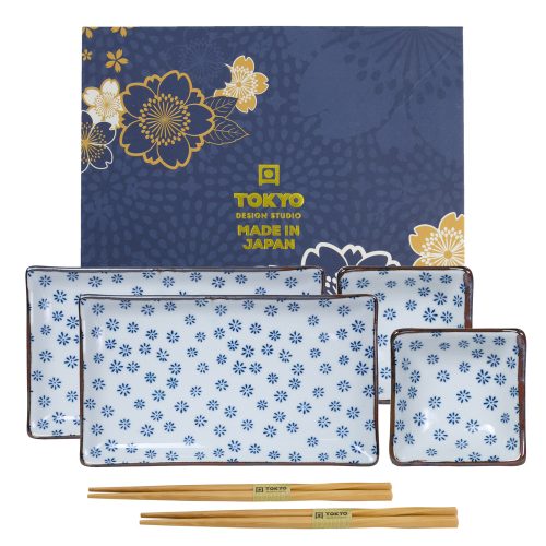 Tokyo Design Studio - Mizu - Sushi Servies Set Met Chopsticks - 21x13.5cm & 8.5x3cm